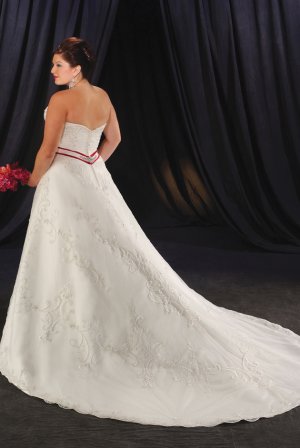 Exquisite/Strapless/Satin&Lace/A-Line/Princess/Floor Length/plus size/wedding dress/PS036