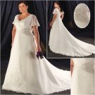 Elegant/Sweetheart Neckline/short Sleeves/Satin/A-Line/Princess/Plus Size/Bridal Wedding Dress/PS040