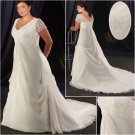 Elegant/Sweetheart Neckline/short Sleeves/A-Line/Princess/Plus Size/Bridal Wedding Dress/PS041