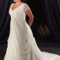 Elegant/Sweetheart Neckline/short Sleeves/A-Line/Princess/Plus Size/Bridal Wedding Dress/PS041