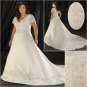 Elegant/Sweetheart Neckline/short Sleeves/A-Line/Princess/Plus Size/Bridal Wedding Dress/PS042