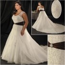 Elegant/Sweetheart Neckline/Cap Sleeves/A-Line/Princess/Plus Size/Bridal Wedding Dress/PS043