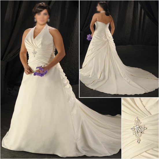 Elegant/Halter/Sweetheart Neckline/A-Line/Princess/Plus Size/Bridal Wedding Dress/PS046