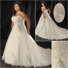 Elegant/Strapless/Satin&Organza/A-Line/Princess/Floor Length/Plus Size/Bridal Wedding Dress/PS048