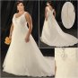 Elegant/Strapless/Satin&Organza/A-Line/Princess/Floor Length/Plus Size/Bridal Wedding Dress/PS049