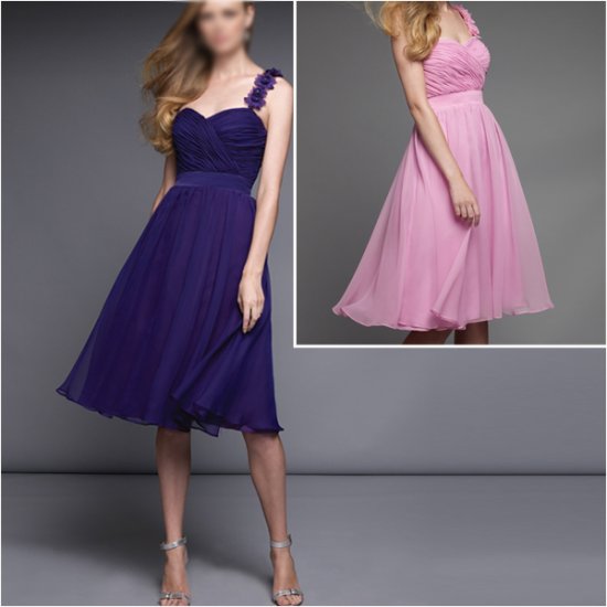 Free Shipping!!Graceful/One shoulder/Knee-Length/Chiffon/evening dress/party dress/AD001