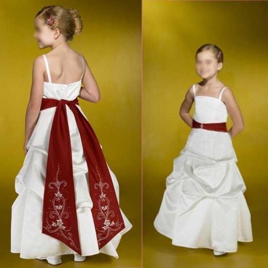Free Shipping/A-line/Spaghetti/Satin/Ankle-Length/Flower girls dresses/FL007