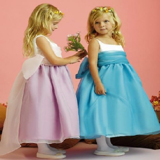 Free Shipping/A-line/Strapless/Satin&Organza/Tea-Length/Flower girls dresses/FL032