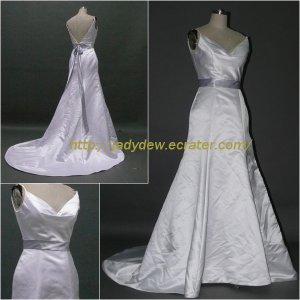 Free Shipping/A-line/Sweatheart/Satin/Sweep length train/Bridal Wedding Dress/CWD011