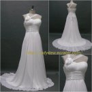 Free Shipping/A-line/Halter/Chiffon/Sweep length train/Bridal Wedding Dress/CWD012