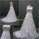 Free Shipping/A-line/Strapless/Satin&Lace/Court train/Bridal Wedding Dress/CWD016
