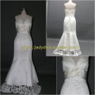 Free Shipping/A-line/V-neck/Satin&Lace/Court train/Bridal Wedding Dress/CWD018