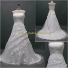 Free Shipping/A-line/Strapless/Satin&Organza/Court Train/Bridal Wedding Dress/CWD129