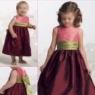 Free Shipping/A-line/Sleeveless/Taffeta/Tea-Length/Flower girls dresses/FG025