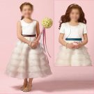Free Shipping/A-line/Sleeveless/Satin&Organza/Tea-Length/Flower girls dresses/FG015