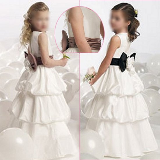 Free Shipping/A-line/Sleeveless/Taffeta/Floor-Length/Flower girls dresses/FG018