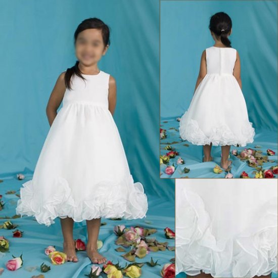 Free Shipping/A-line/Sleeveless/Taffeta/Tea-Length/Flower girls dresses/FG060