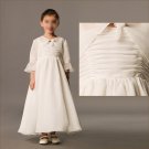 Free Shipping/A-line/Long sleeve/Satin&Organza/Ankle-Length/Flower girls dresses/FG068