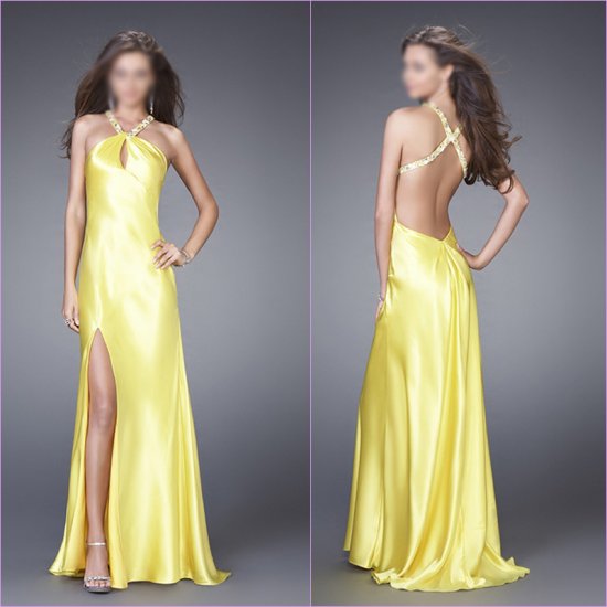 Free Shipping/A-Line/Halter/Satin/Floor-Length/Evening dress/wedding gown/LN007