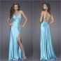 Free Shipping/A-Line/Halter/Satin/Floor-Length/Evening dress/wedding gown/LN007
