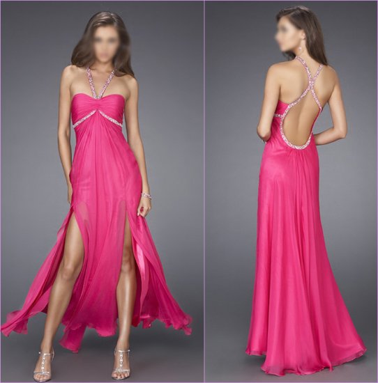 Free Shipping/A-Line/Sweatheart/Halter/Chiffon/Floor-Length/Evening dress/wedding gown/LN011