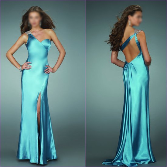 Free Shipping/A-Line/One-shoulder/Satin/Floor-Length/Evening dress/wedding gown/LN016