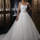 Free Shipping/A-line/One-shoulder/Satin&Mesh/Chapel train/Bridal Wedding Dress/GG113