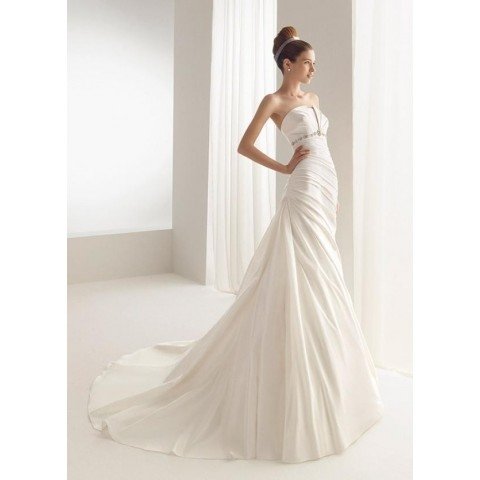 Free Shipping/A-line/Strapless/Satin/Chapel train/Bridal Wedding Dress/YY242
