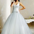 Free Shipping/A-line/Sleeveless/V-neck/Satin&Organza/Floor Length/Bridal Wedding Dress/BR64