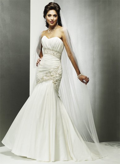 Free Shipping/Mermaid/Strapless/Sweatheart/Satin/Chapel train/Bridal Wedding Dress/BR73