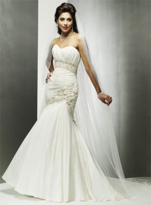Free Shipping/Mermaid/Strapless/Sweatheart/Satin/Chapel train/Bridal Wedding Dress/BR73