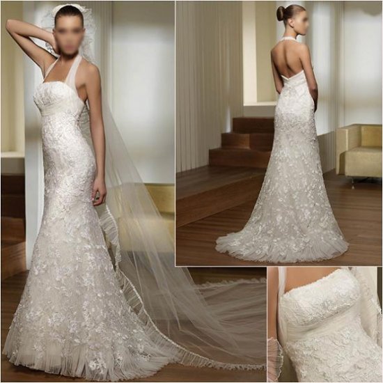 Free Shipping/2011 New arrival/A-line/Strapless/Satin&Lace/Chapel train/Wedding Dress/A1005