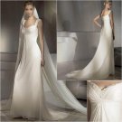 Free Shipping/2011 New arrival/A-line/V-neck/Satin&Chiffon/Floor Length/Wedding Dress/A1006