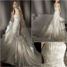 Free Shipping/2011 New arrival/A-line/Strapless/Taffeta&Mesh/Chapel train/Wedding Dress/A1017