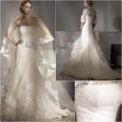 New arrival/A-line/Strapless/Satin&Chiffon/Chapel train/luxurious Bridal Wedding Dress/A1027