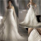 Free Shipping/2011 New arrival/A-line/Spaghetti/Satin&Organza/Chapel train/Bridal Dress/A1029
