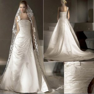 Free Shipping/2011 New arrival/A-line/One-Shoulder/Satin/Chapel train/Wedding Dress/A1050