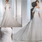 Hot selling/A-line/Short Sleeve/Satin&Lace/Floor length/luxurious Wedding Dress/A1053