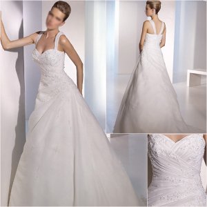 Free Shipping/2011 New arrival/A-line/Off the Shoulder/Taffeta/Chapel train/Wedding Dress/A1060