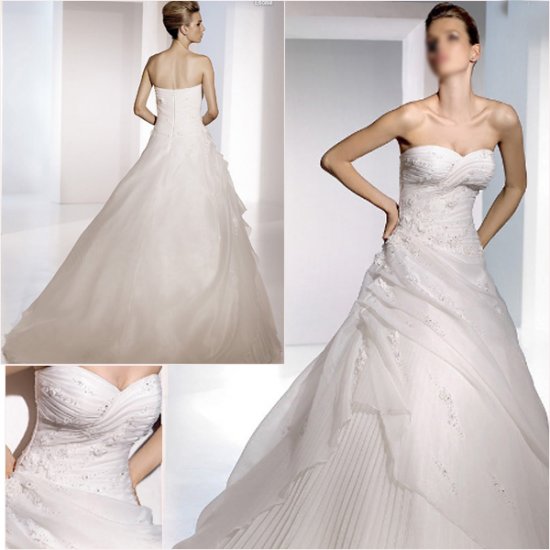 Free Shipping/2011 New arrival/A-line/Sweatheart/Satin&Organza/Chapel train/Wedding Dress/A1061