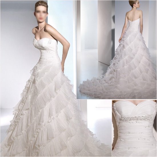 Free Shipping/2011 New arrival/A-line/Sweatheart/Satin&Organza/Chapel train/Wedding Dress/A1065