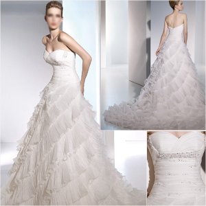 Free Shipping/2011 New arrival/A-line/Sweatheart/Satin&Organza/Chapel train/Wedding Dress/A1065