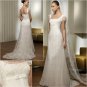 Free Shipping/2011 New arrival/A-line/Cap sleeve/Satin&Lace/Chapel train/Wedding Dress/A1036