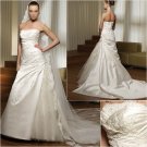 Free Shipping/2011 New arrival/A-line/Strapless/Satin&Mesh/Chapel train/Wedding Dress/A1040