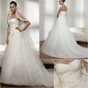 Free Shipping/2011 New arrival/A-line/Sweatheart/Satin&Mesh/Chapel train/Wedding Dress/A1041