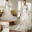Free Shipping/2011 New arrival/A-line/Stapless/Satin&Lace/Chapel train/Wedding Dress/A1042