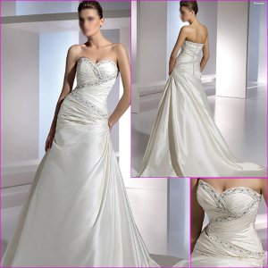 Free Shipping/2011 New arrival/A-line/Sweatheart/Satin/Chapel train/Wedding Dress/A1095