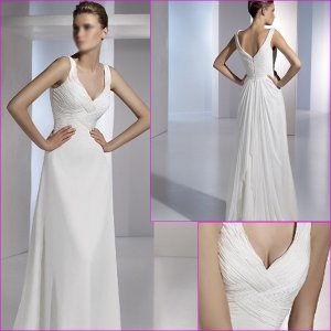 Free Shipping/2011 New arrival/A-line/Sleeveless/Chiffon/Floor Length/Wedding Dress/A1096