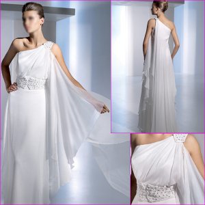 Free Shipping/2011 New arrival/A-line/One-shoulder/Chiffon/Chapel train/Wedding Dress/A1115