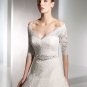 Free Shipping/2011 New arrival/A-line/Short sleeves/Satin&Lace/Chapel train/Wedding Dress/A1120